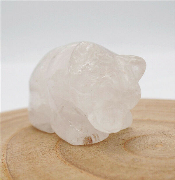 47x28x23mm Natural White Crystal Carved Bear Decoration Statue Home Decor HH7739