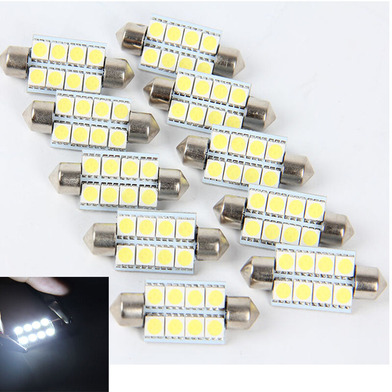 10X 5050 41mm 8SMD Car Interior Dome Festoon LED Light Bulbs Lamp DC12VBDAU