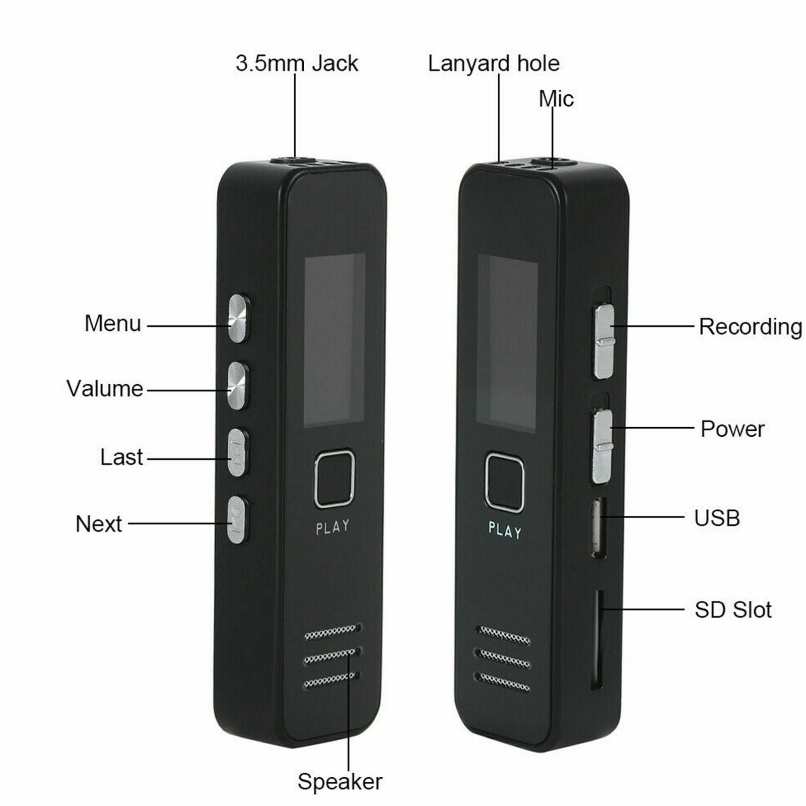 Dictaphone Audio Sound Recorder 32G Digital Voice Recorder Mini Small MP3 Player