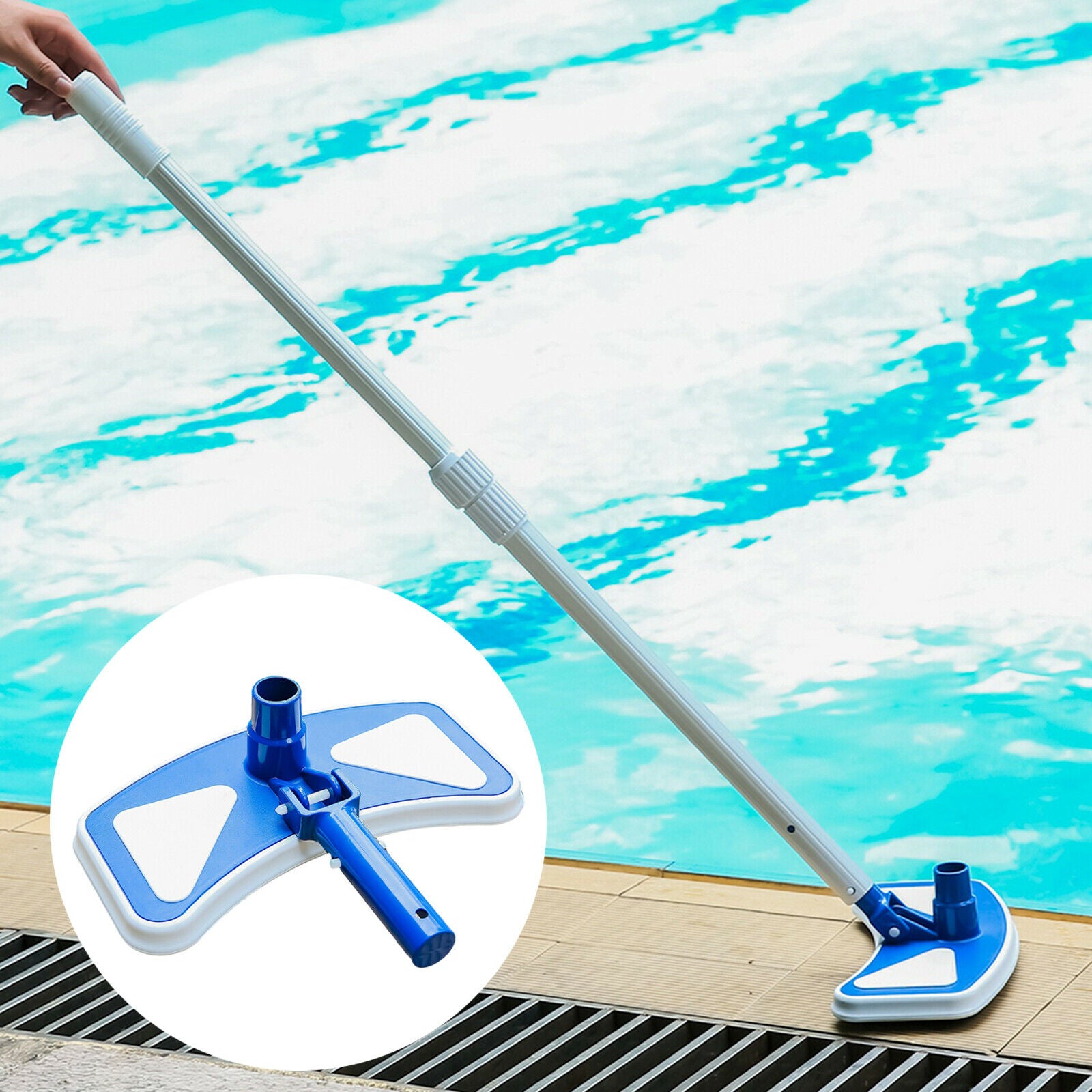 Portable Plastic 14in Pool Vacuum Head Clean Fallen Leaves Hair Hose Parts