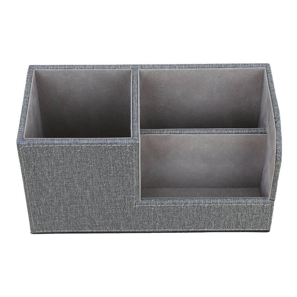 Leather Pen Holder Pen Container Tabletop Storage Box Gray