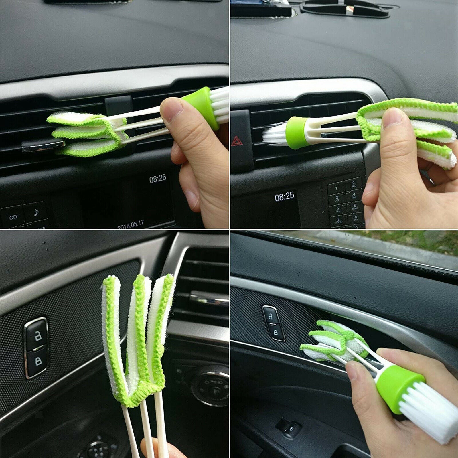 11X Professional Car Interior Detailing Brush Kit Boar Hair Cleaning Tool