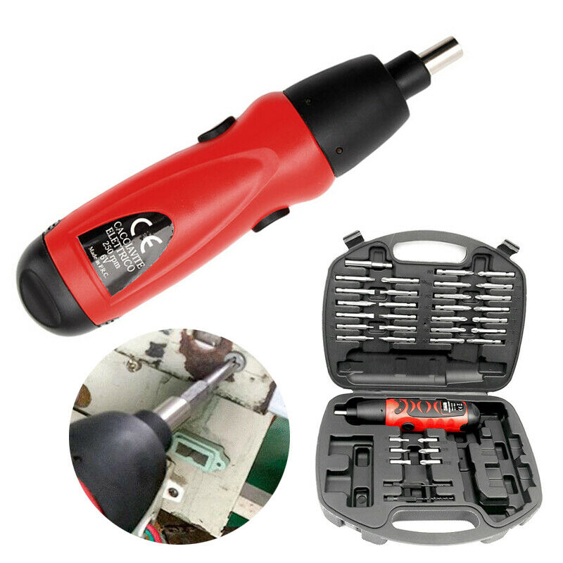 37PCS Screwdriver Electric Cordless Brushed Power Repair Drill Tool Kit 200 RPM