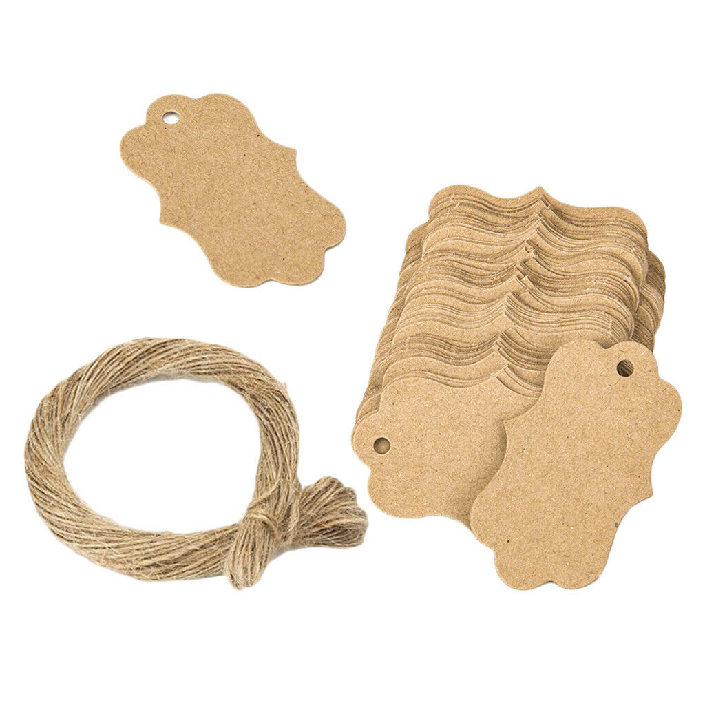 100x Blank Kraft Paper Gift Tags Card Label | Free String Price Labels 7x5cm