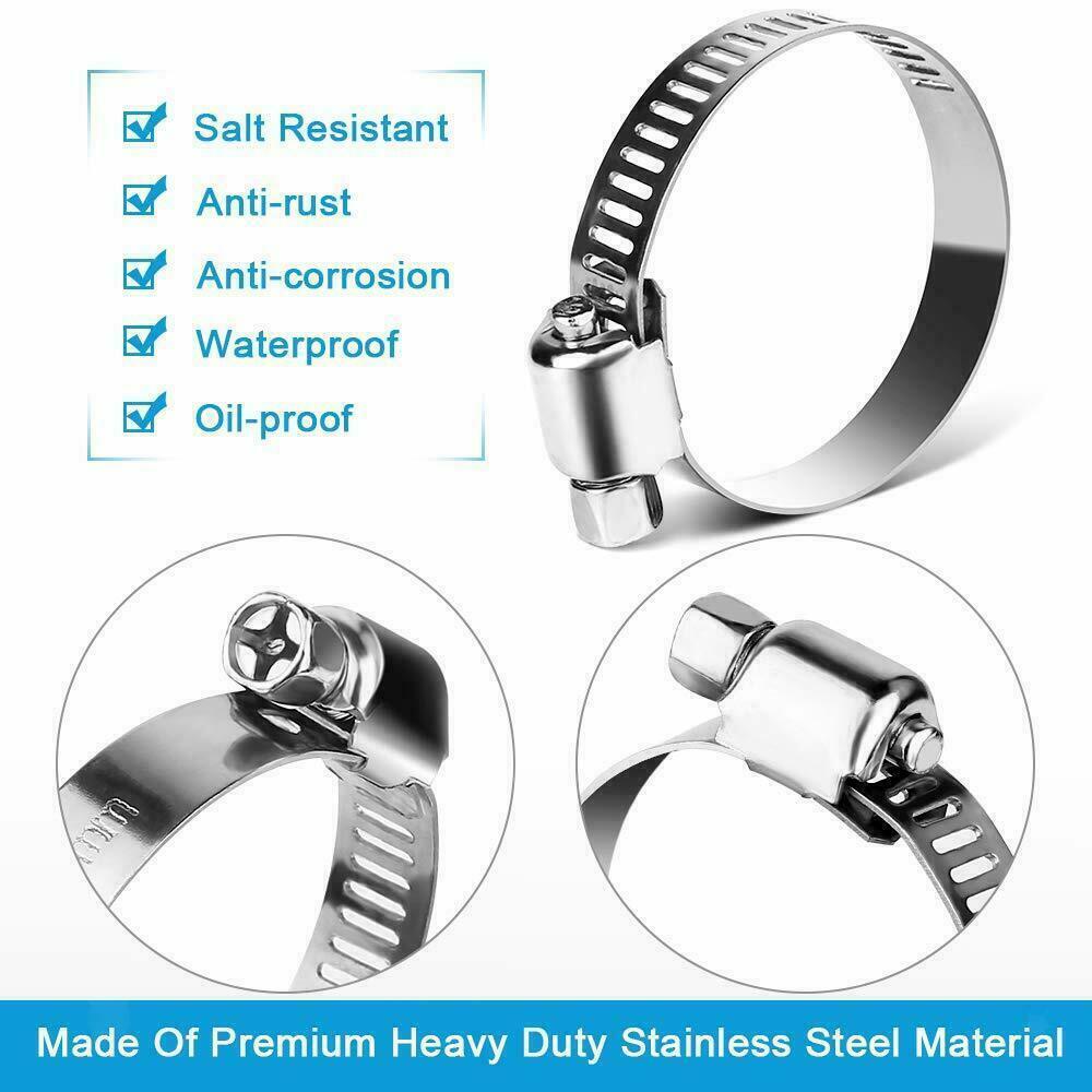 60 Pieces Hose Clamps Stainless Steel Worm Drive 8-38mm Hose Clamps Pipe Clamp