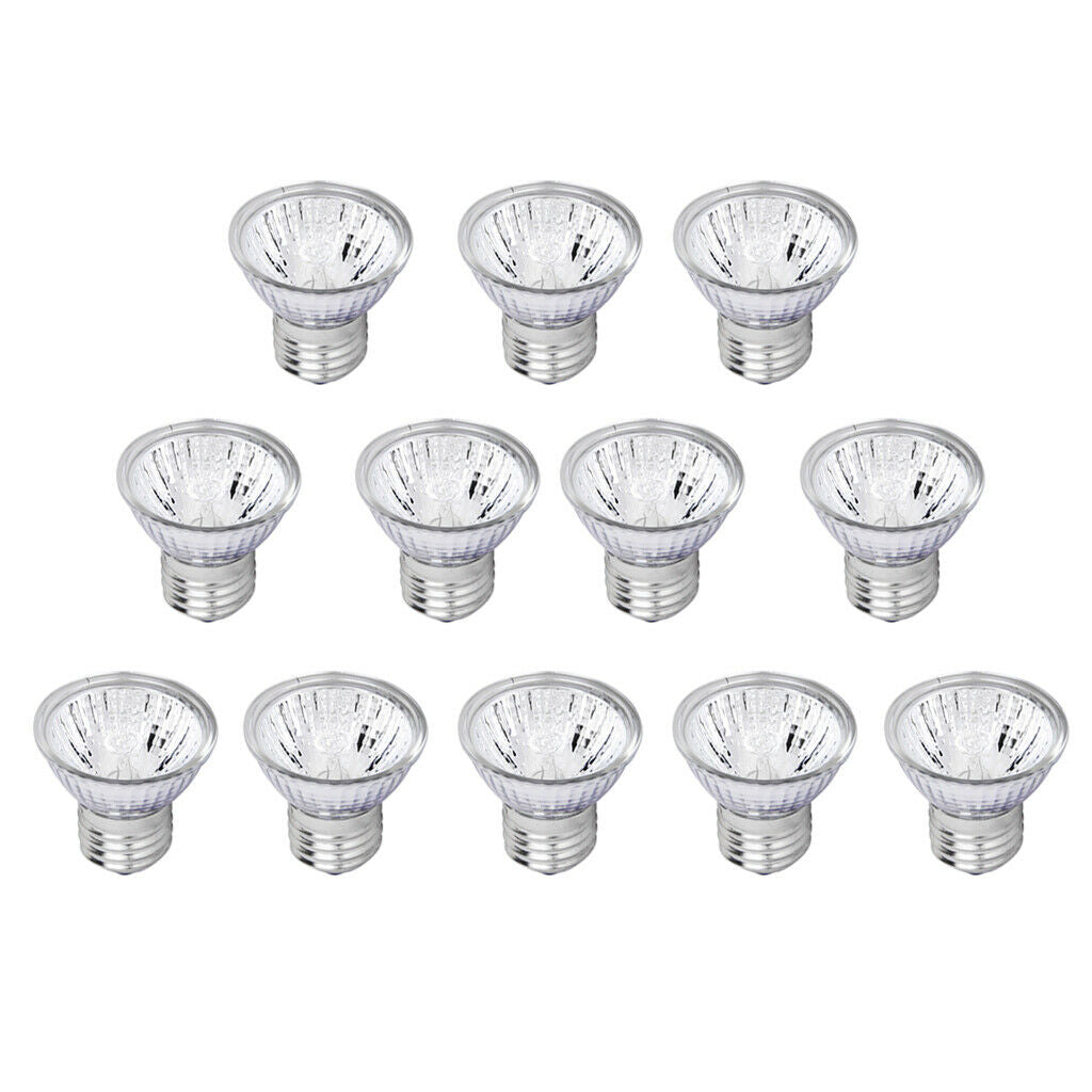 12Pcs E27 50W Reptile Basking Lamp UVA+UVB Halogen Bulb Heat Emitter Light