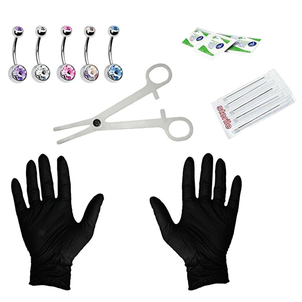 15 pcs piercing kit jewelry 14g needles stainless steel navel piercing set