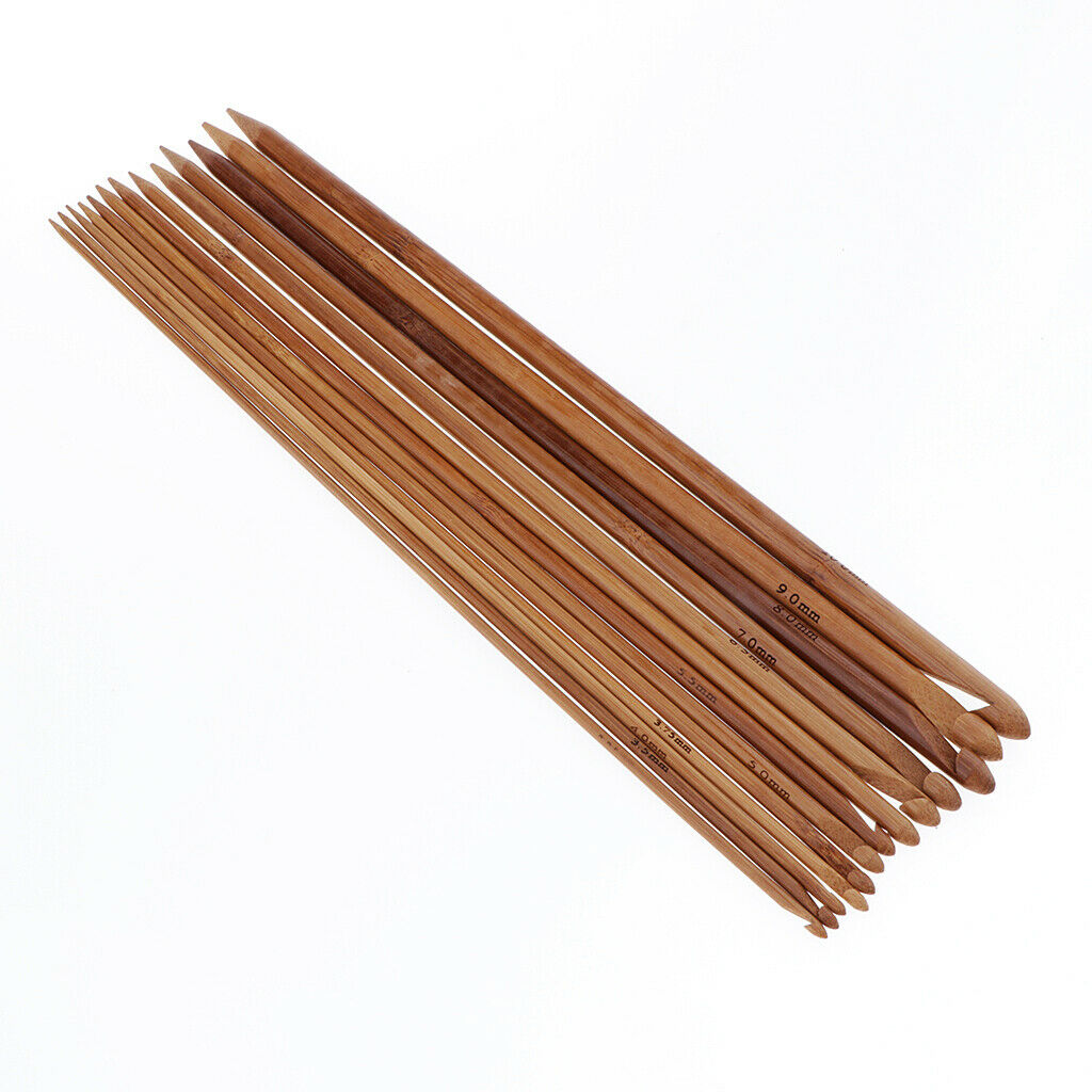 14 Sizes Wooden Double Ended Crochet Hook Knitting Weaving Crafts Tool 35cm
