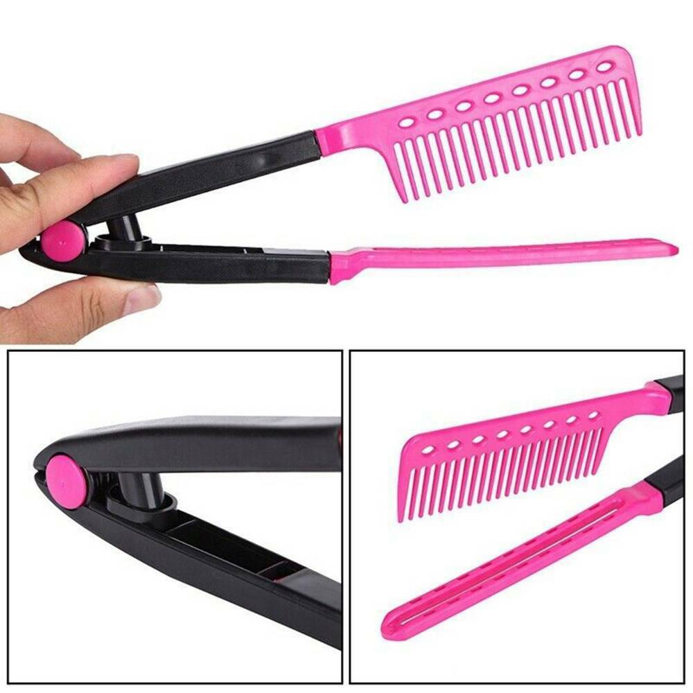 US Salon V Styling Hair Straightener Brush Straightening Comb Hairdress DIY Tool