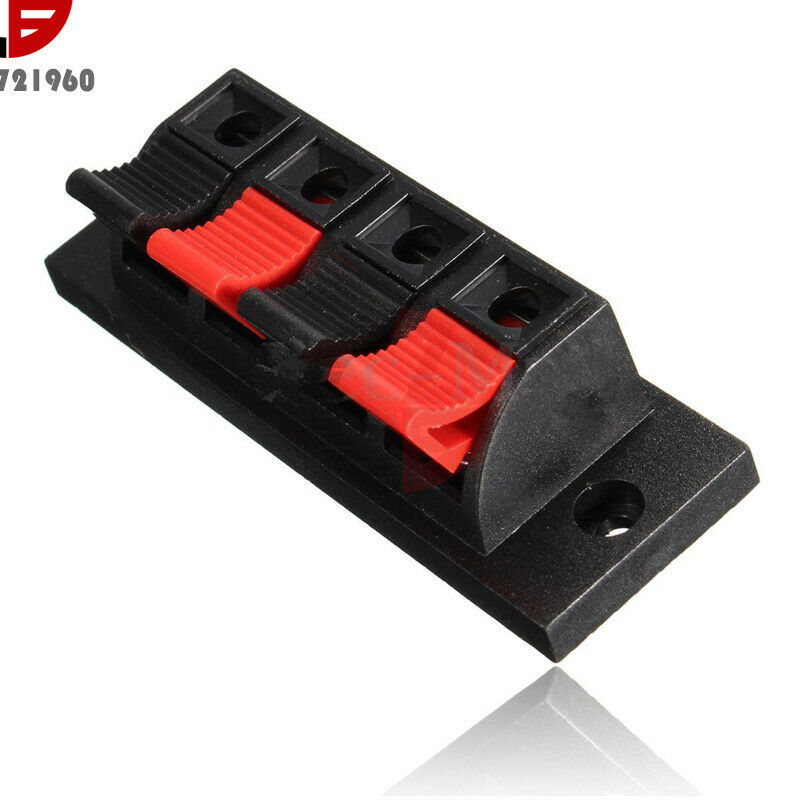 5PC 4 Way Stereo Speaker 4 Pin Terminal Push Release Connector Plate Strip Block