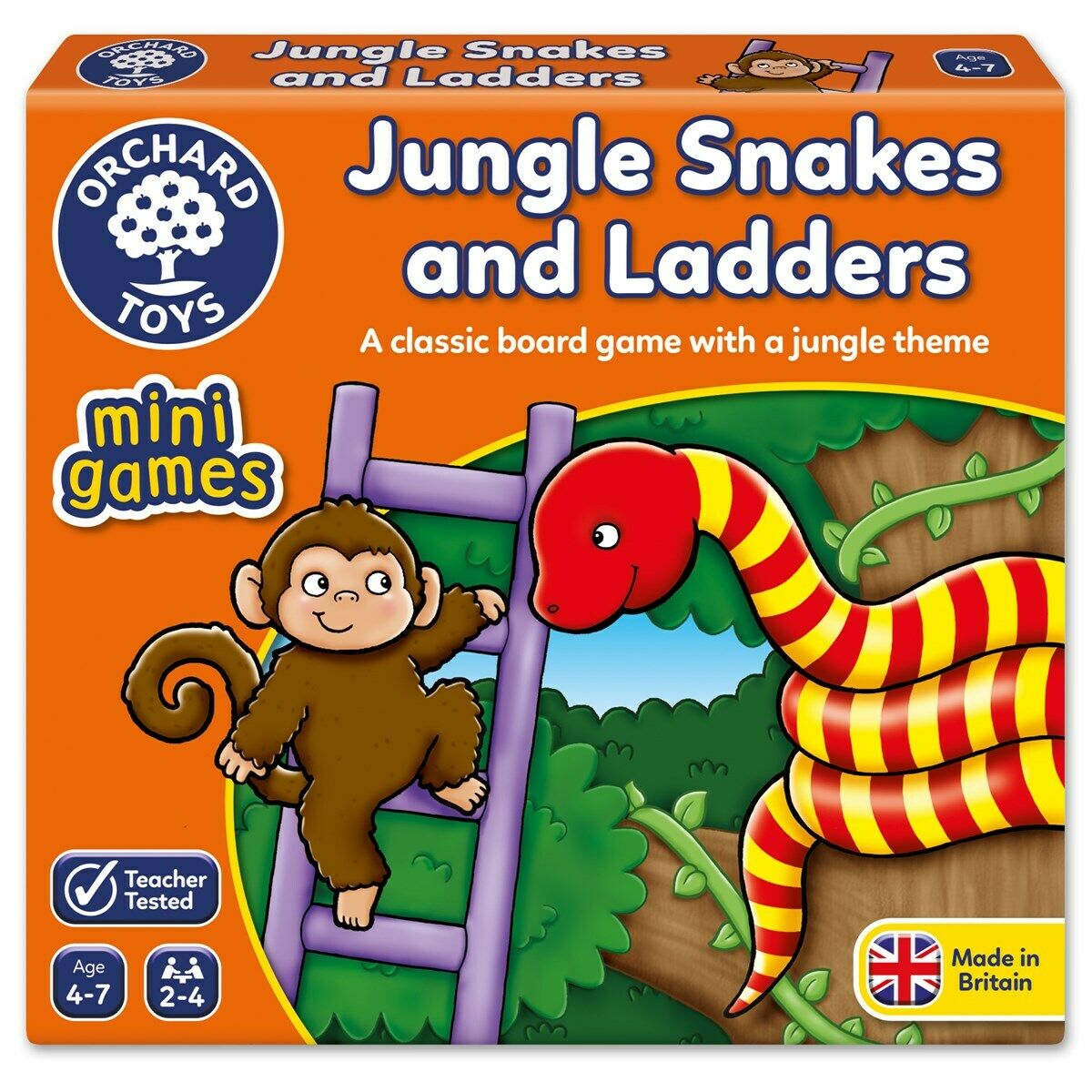 Orchard Toys 352 Jungle Snakes & Ladders Travel Mini Game Toddler Children 4yrs+