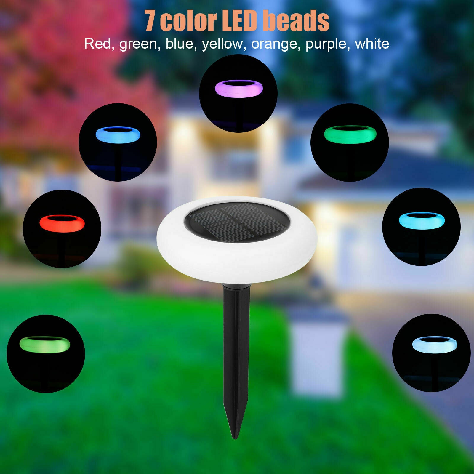 2PCS Solar LED Light Waterproof Lawn Lamp Yard Lanscape Color Changing Outdoor