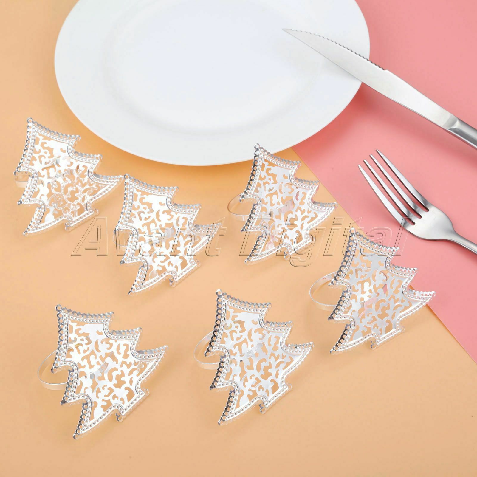 6Pcs Napkin Ring Star Christmas Tree Wedding Party Serviette Buckle Holder Decor