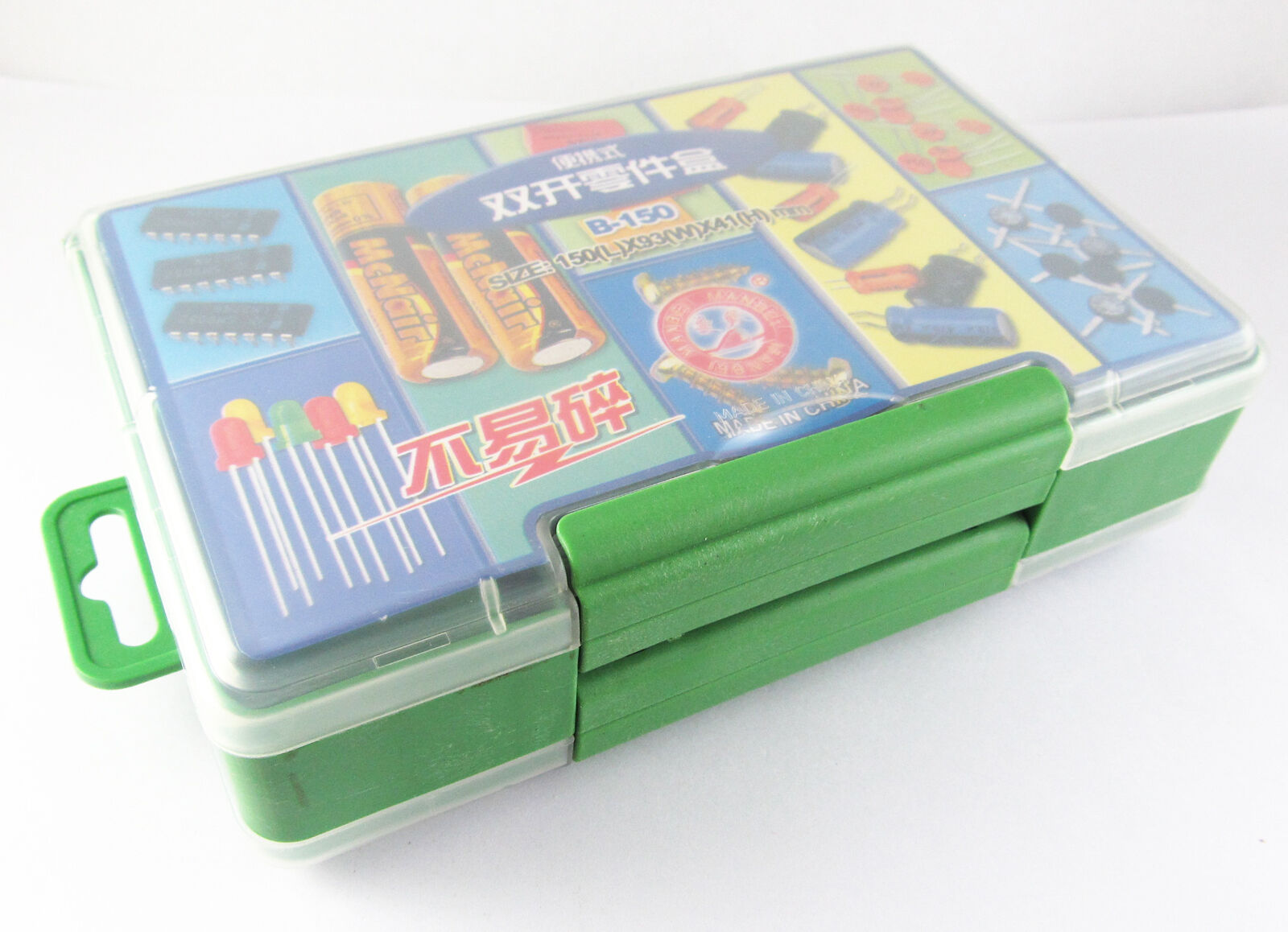 1pc Portable Organizer Dual Open Lid Box for Electronic Tools Craft Small Part