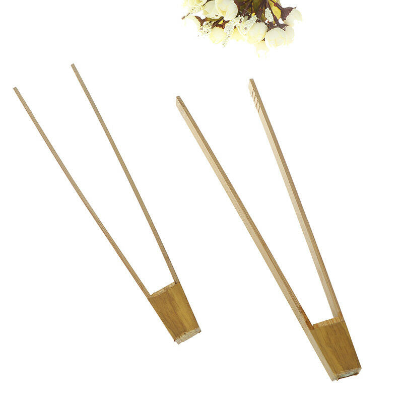 2pcs Bamboo Clip Cooking Kitchen Tongs Food BBQ Tool Steak Cake Wooden .l8