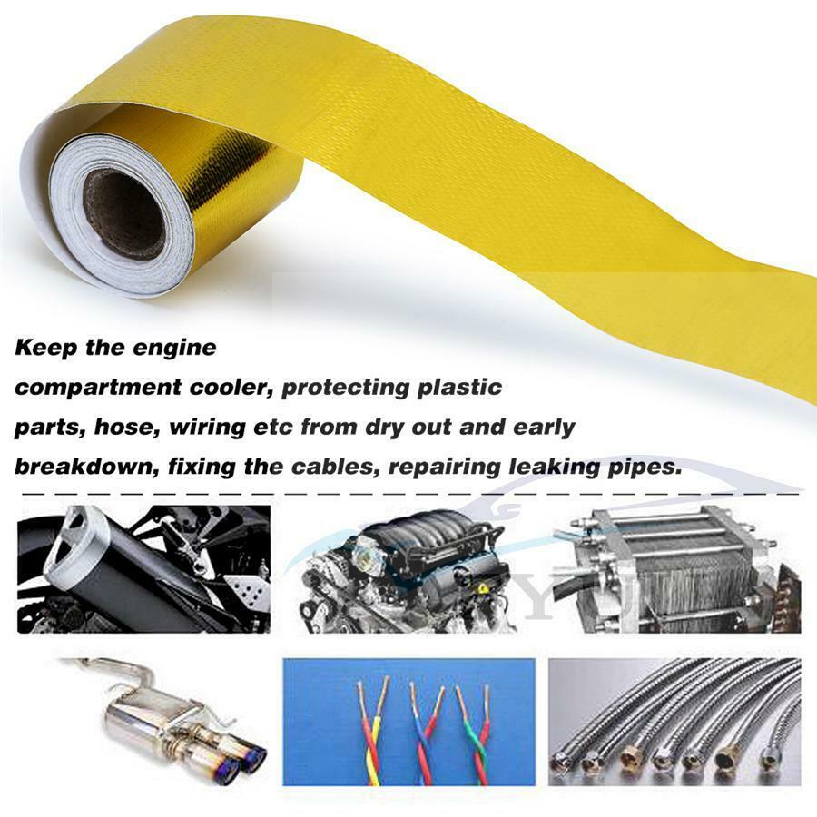 5PCS 2"x 5M Reinforced Tape Adhesive Backed Heat Shield Resistant Wrap Intake
