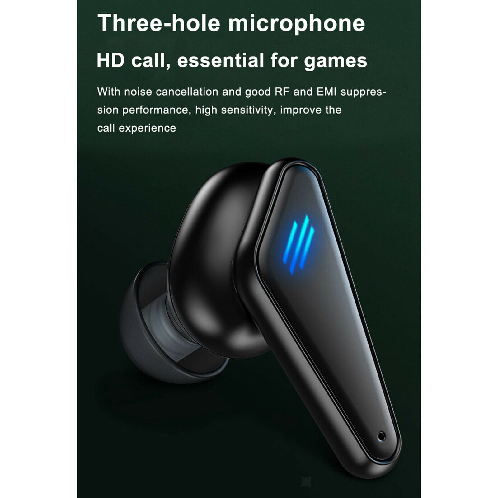 Bluetooth 5.0 Headphones Wireless Earbuds Built in Mic Deep Bass for E-Sport
