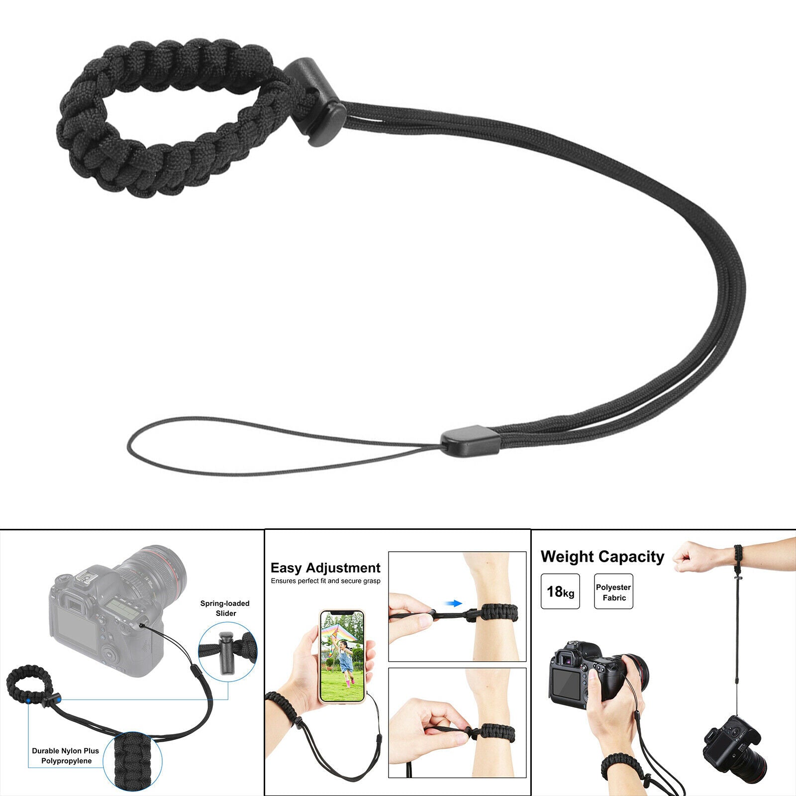 Camera Wrist Strap Durable Holder Adjustable Carry for DSLR Photographers