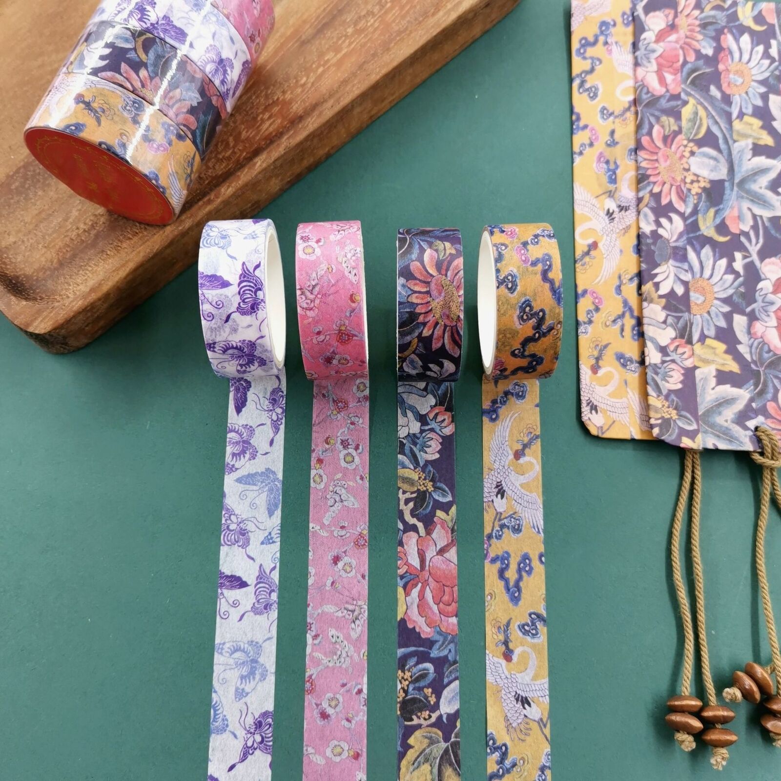 4 Rolls Retro Floral Washi Paper Tape Hand Account DIY Diary Note Stickers Craft