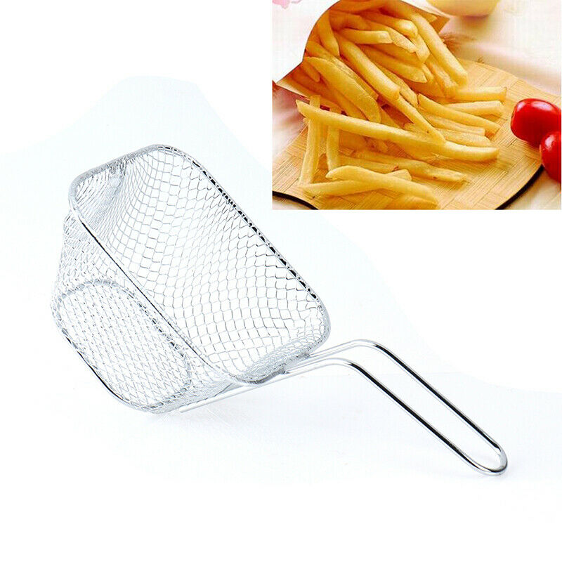 French Fries Basket Portable Stainless Steel Chips Kitchen Mini Frying Ba.l8