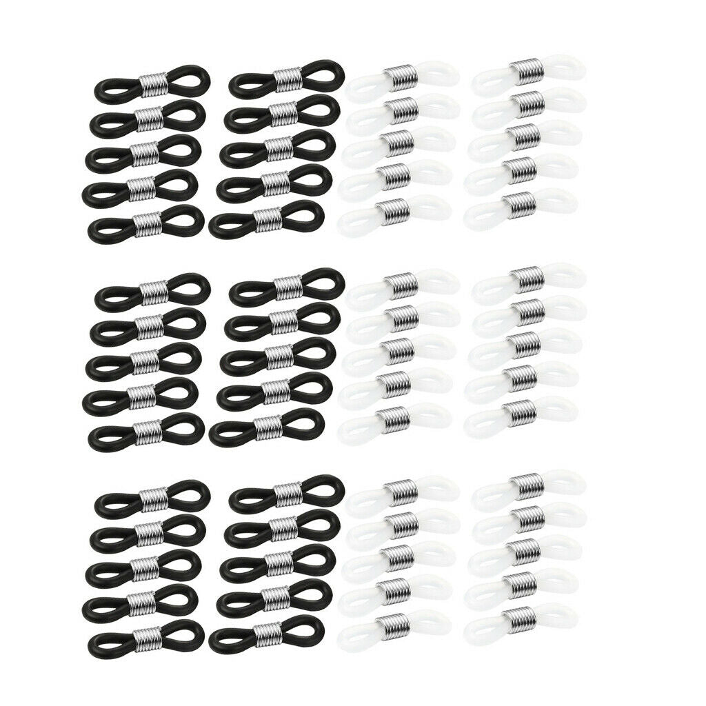 60 Lot Rubber Clasps for Glasses Holder Necklace Chain 22mm Black