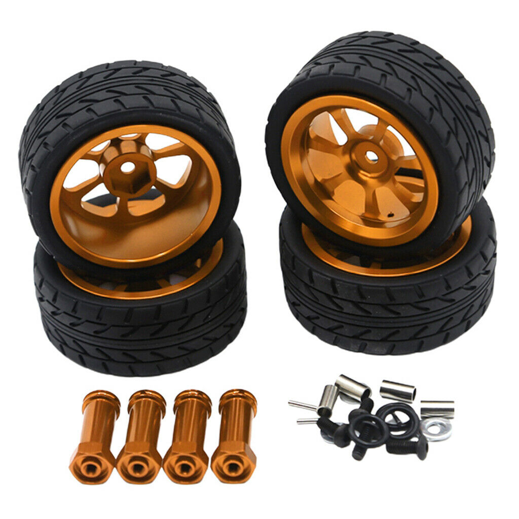4pcs 1/14 RC Car Tires Tyres & Wheels For Wltoys 144001 w/ 12mm Hex Golden