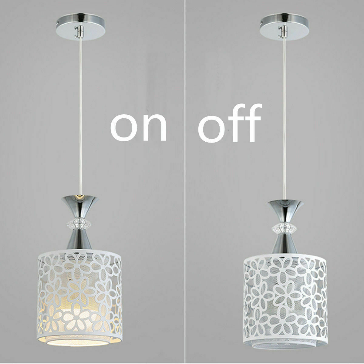 Modern Crystal Iron Pendant Lamp Dining Room Chandelier Decor LED Ceiling Light