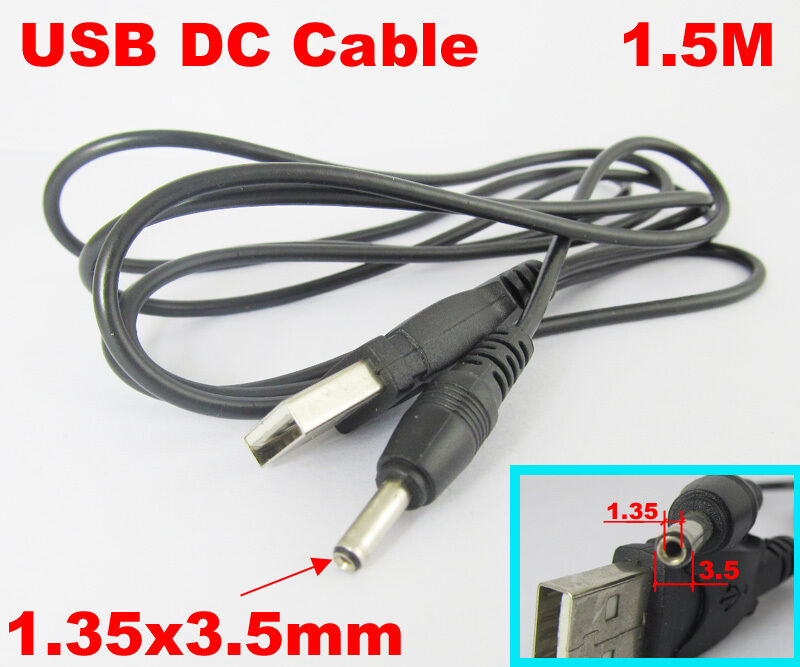 4pcs 1.5M/5ft 5V DC Power Cable USB 2.0 A Male Plug to 1.35 x 3.5mm DC Plug