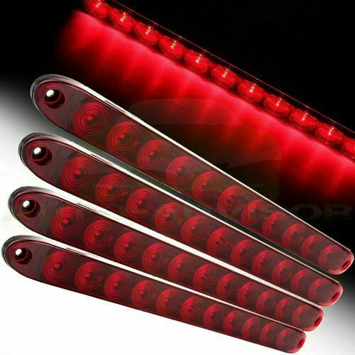 4pcs 15" 11 LED Red Sealed Trailer Truck&RV Stop Tail Rear Brake Turn Light Bar