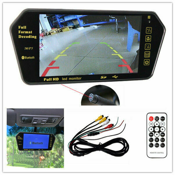 7" TFT LCD HD 800*480 USB MP5 FM SD Car Rear View Bluetooth Mirror Monitor Solid