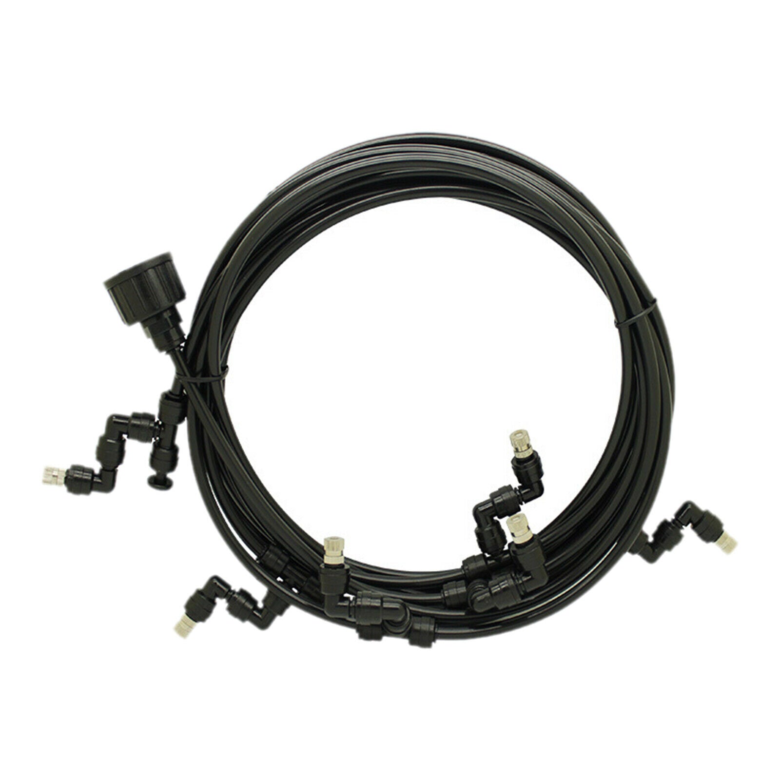 Low Pressure Water Spray Misting Hose Sprinkler Cooling System Kit 6m Long Black