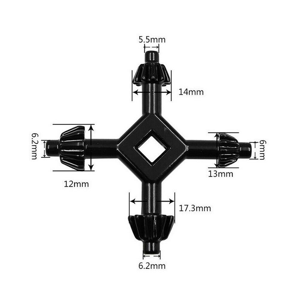 4-Way Multi-Functional Utilities Key for Electric Water Gas Meter Box Cupboard