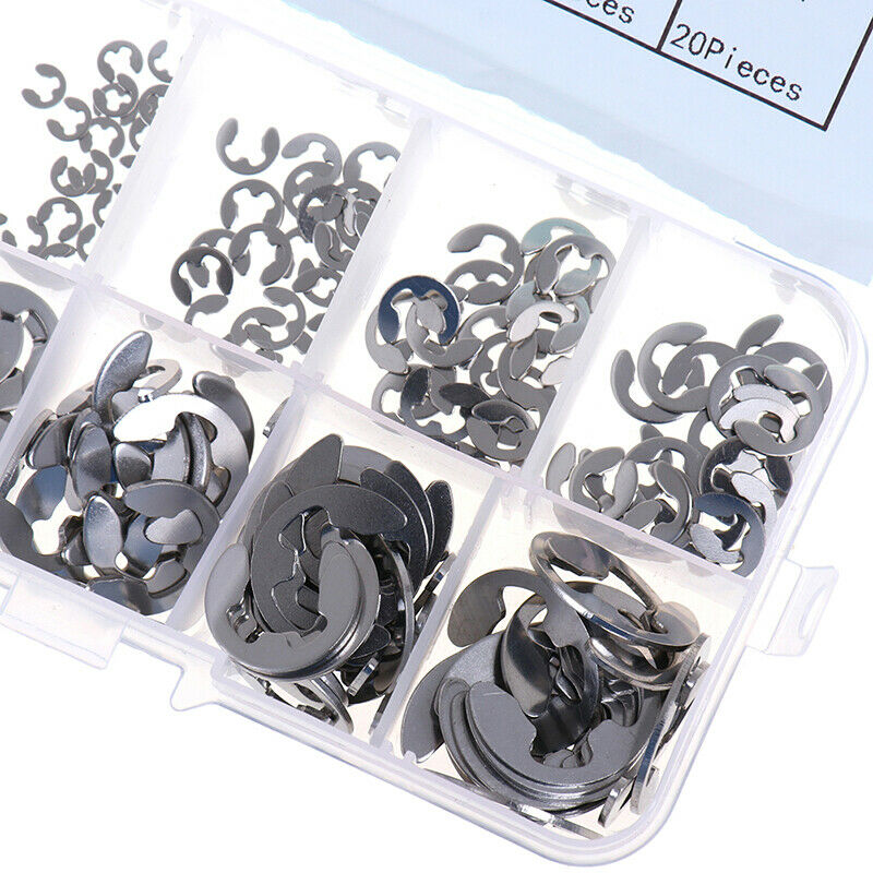200x 304 stainless steel e-type circlip opening ring 1.5mm-10mm box- w HLY Qx