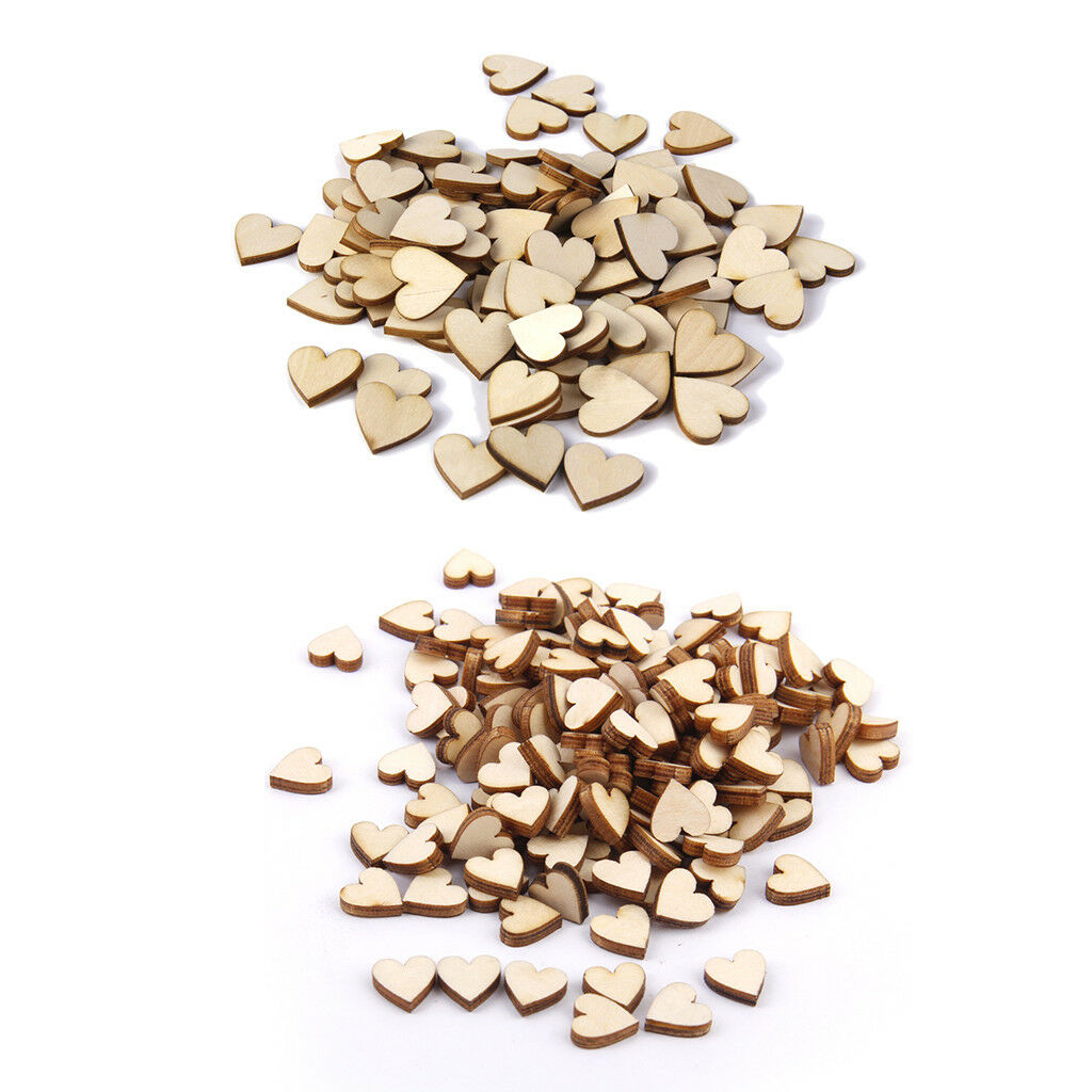 250 Pcs Plain Wooden Love Heart Shapes DIY Art Craft Cardmaking Decoration