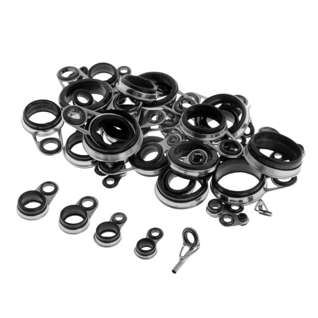 41pcs Fishing Rod Guides Eye Rings Rod Top Ring DIY Tip Repair Kit 1.0-18mm