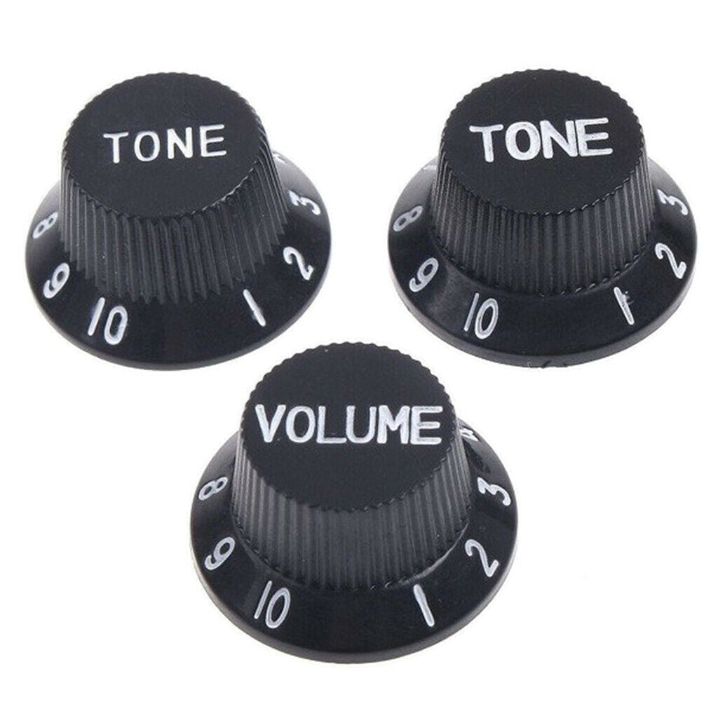 6PCS BLACK PLASTIC GUITAR / BASS CONTROL KNOB, TONE And VOLUME