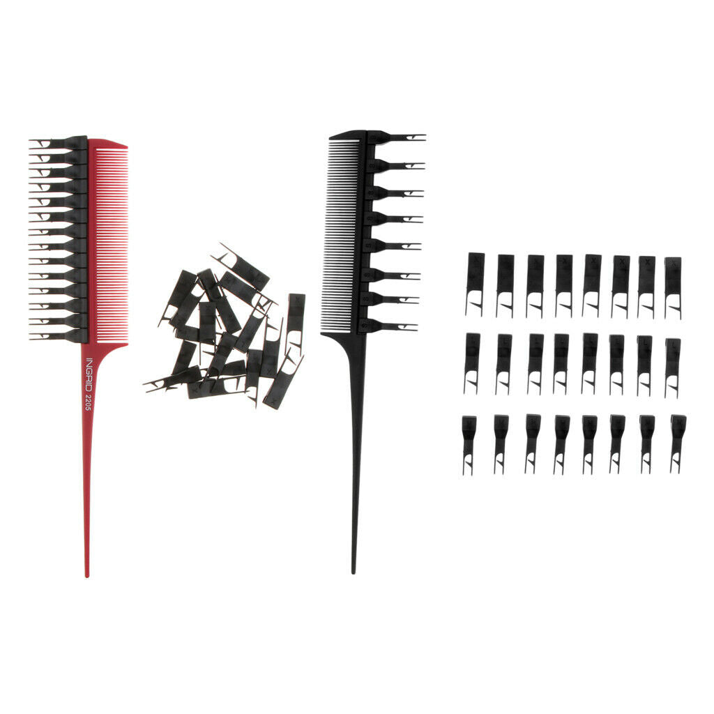 2x Pro Weaver Highlights Foiling Hair Comb Rat Tail Sectioning Dye Brush
