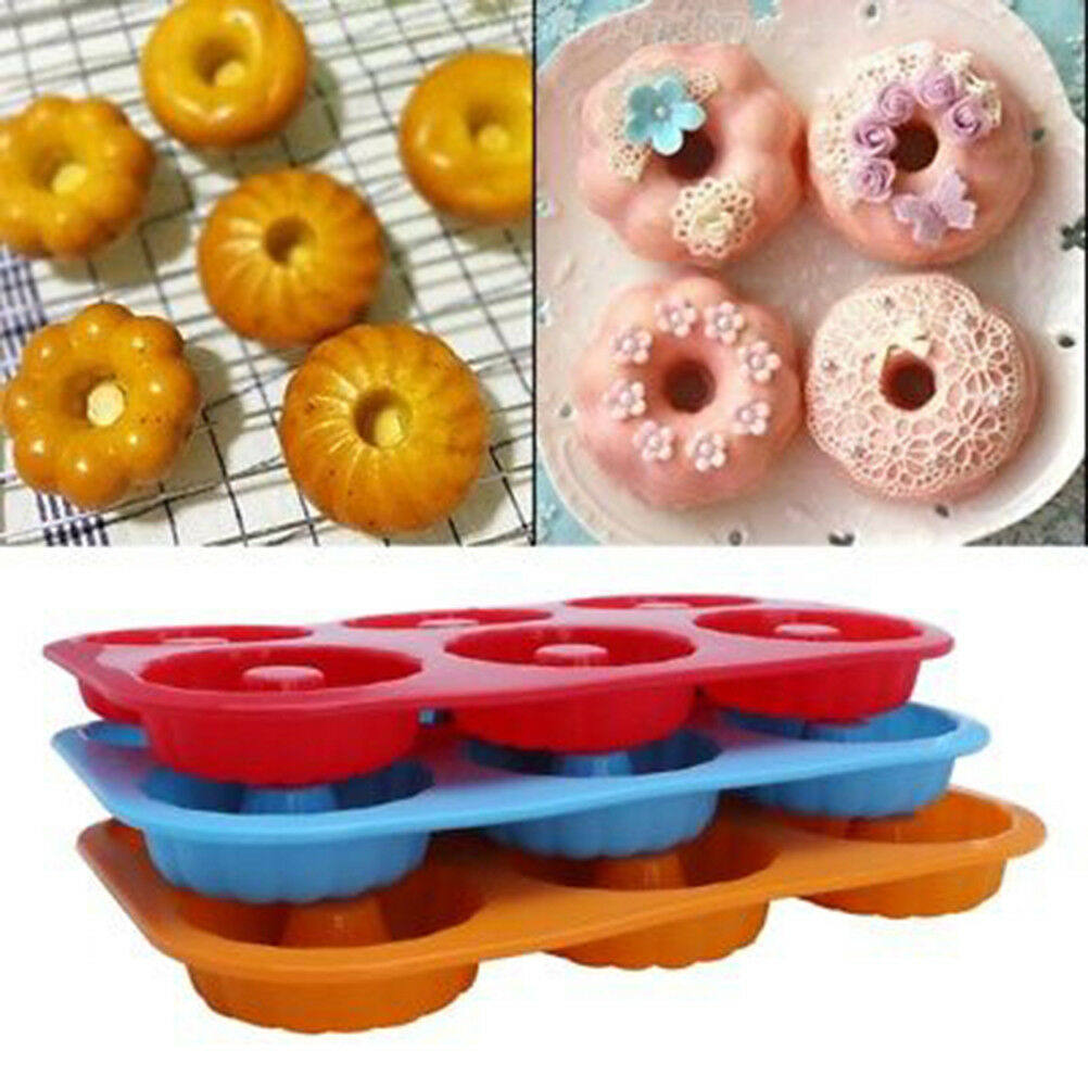 Silicone Donut Mould 6 Cavity Non-Stick Full-Sized Safe Baking Tray Maker PaDEAU