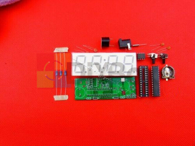 Blue LED Electronic Clock Microcontroller Digital Time Thermometer DIY Kits