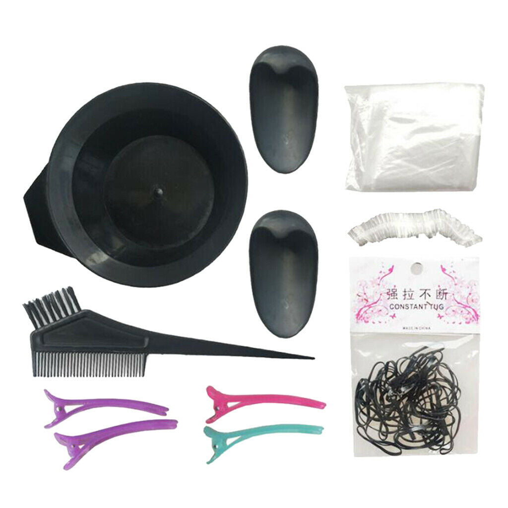 11x Professional Hair Color Kits Barber Tools Brush Disposable Bowl Earmuffs