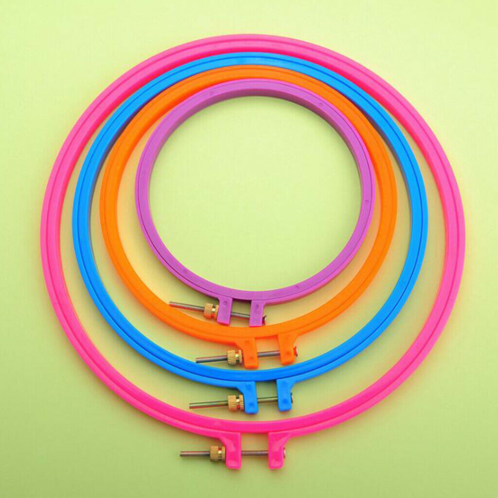 4Pcs Embroidery Hoops Plastic Circle Cross Stitch Hoop  Set For Sewing