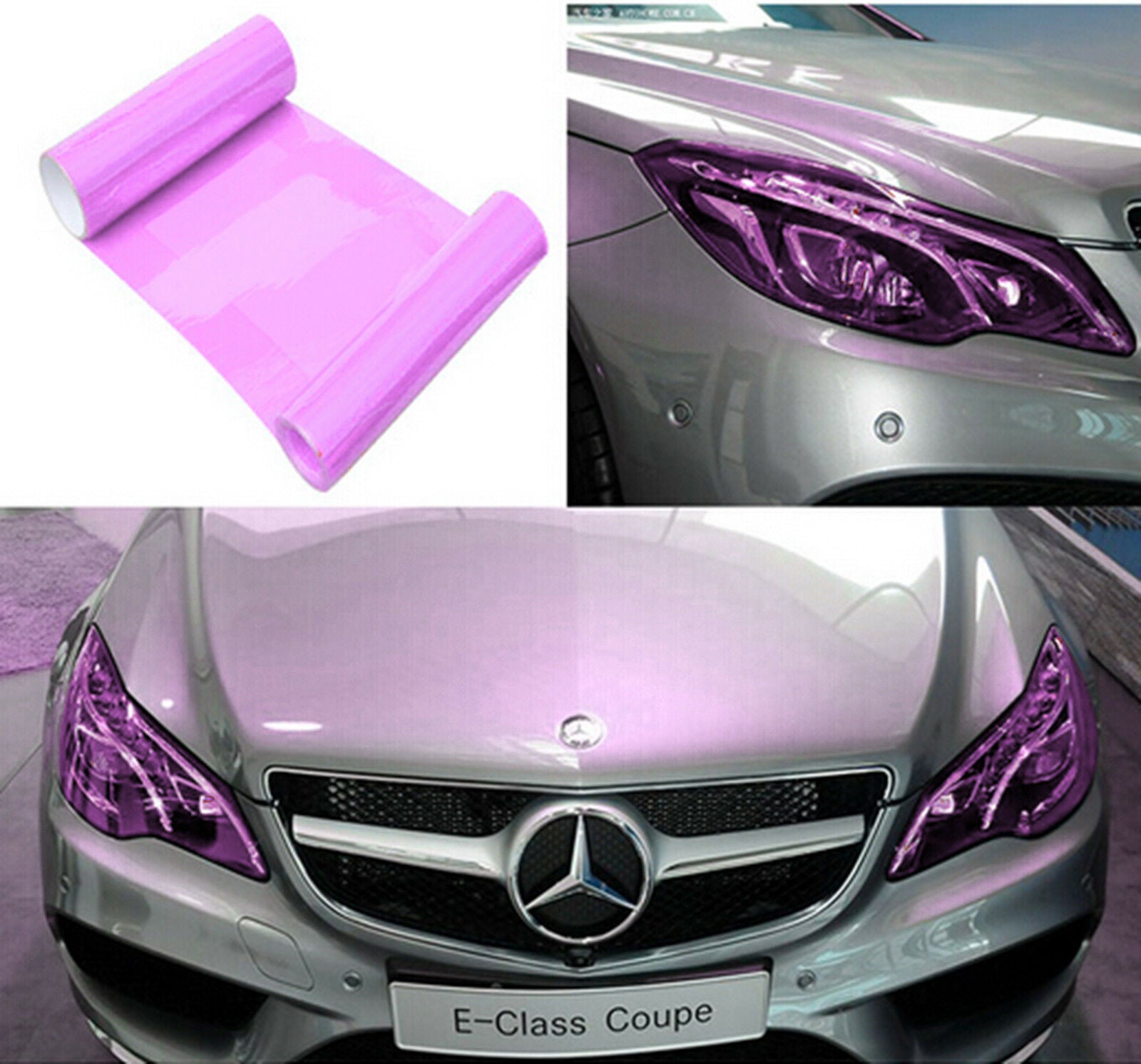 Fog Tail Headlight DRL Cover Film Purple Decorative Vinyl Wrap 12"*40" For Benz