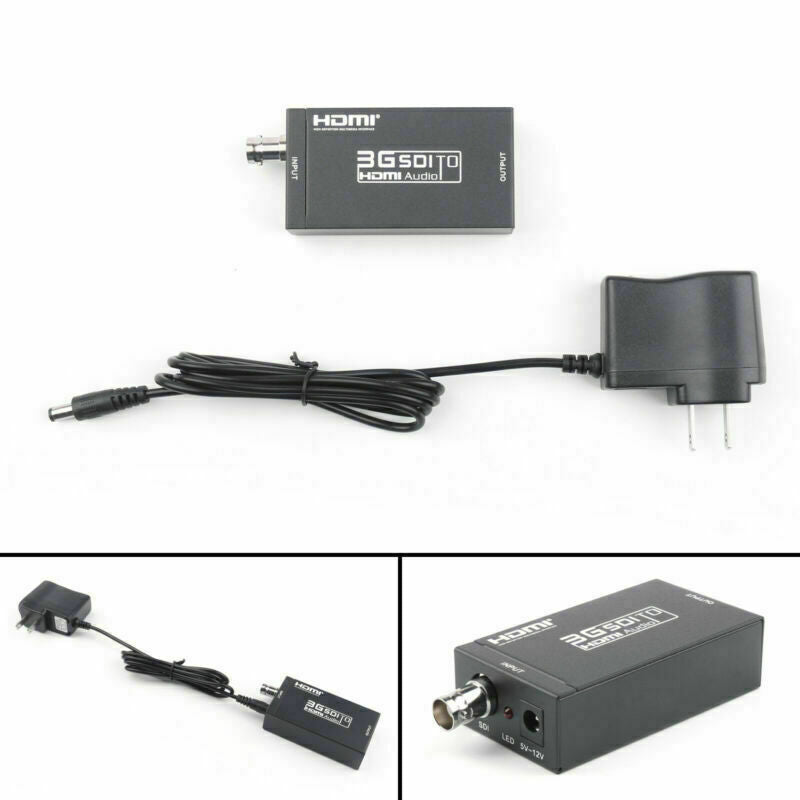 3G SDI To HDM 1080P HD Video Audio Converter BNC Coaxial Cable US Plug Power CN