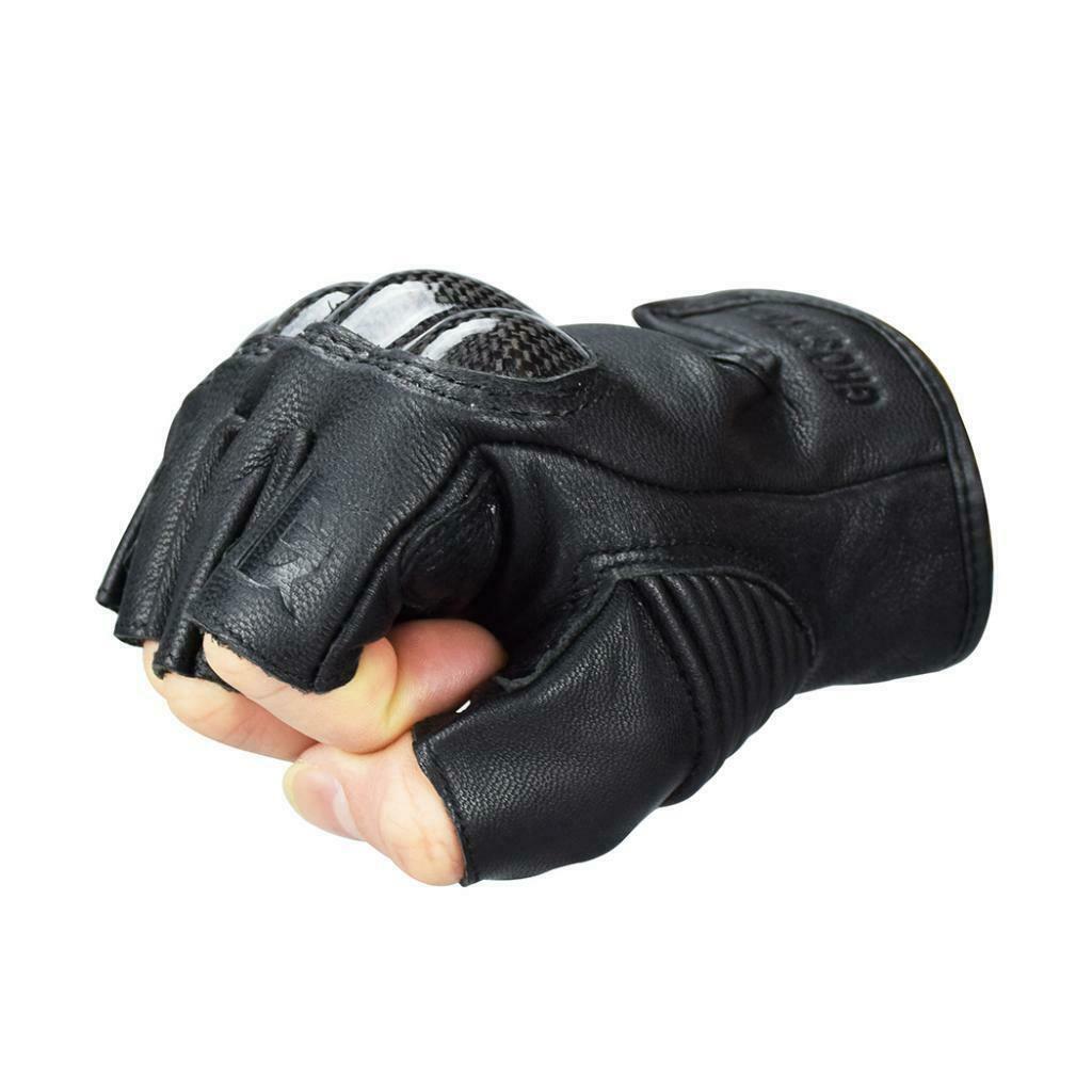 Carbon Fiber Motorcycle Half Finger Gloves Motorbike Ride Fingerless XL