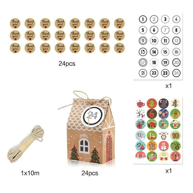 Small House Shape Christmas Advent Calendar Paper Candy Box 24 Days Christmas