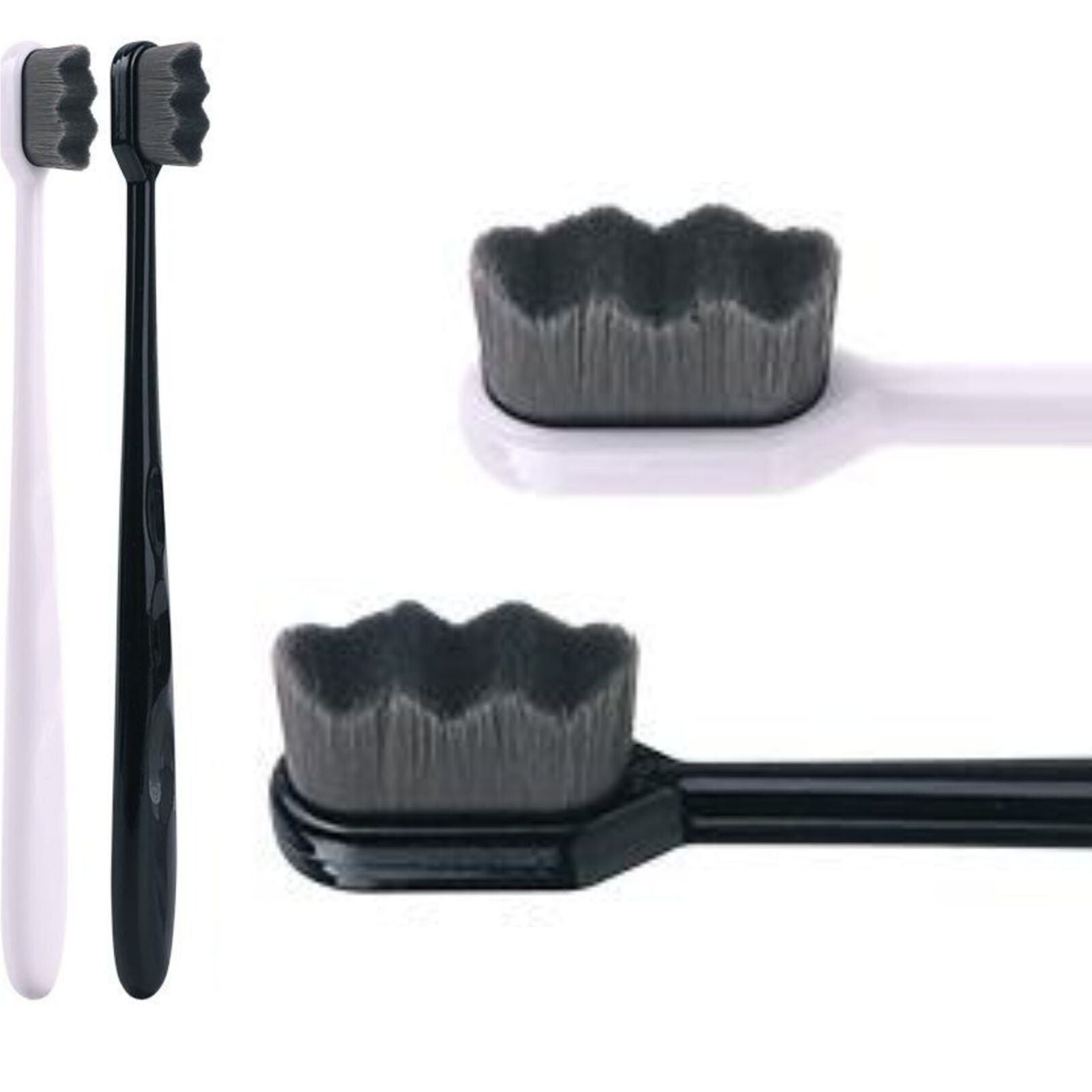 Extra Soft Micro-Nano Toothbrush for Sensitive Gums and Teeth. (2P) Black Wave B