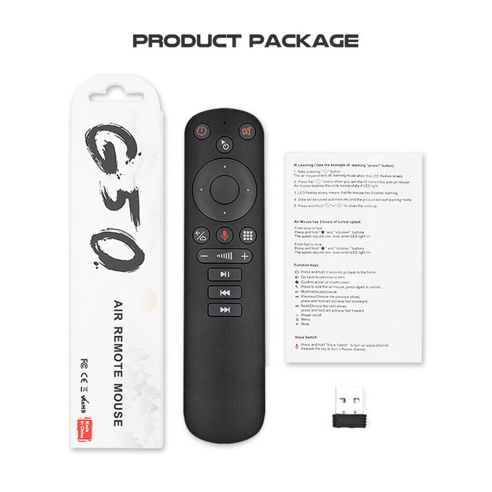 Wireless Fly Air Mouse IR Learning 2.4GHz Smart Voice Remote Control for TV Box