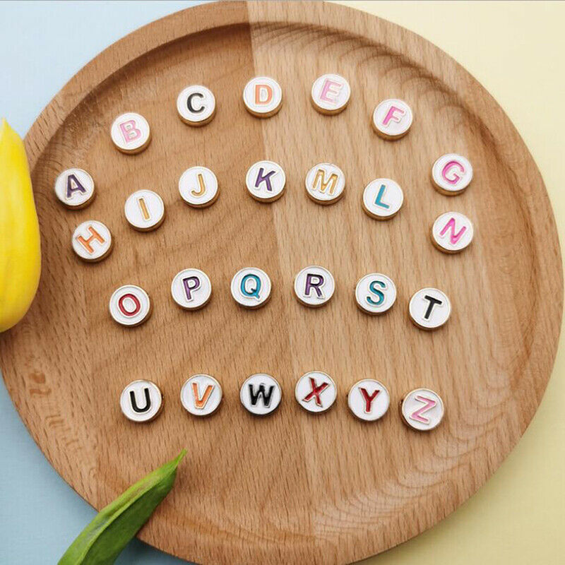 26Pcs Enamel Colorful A-Z Two-sided Letters Alphabet Beads DIY Jewelry Fi.l8