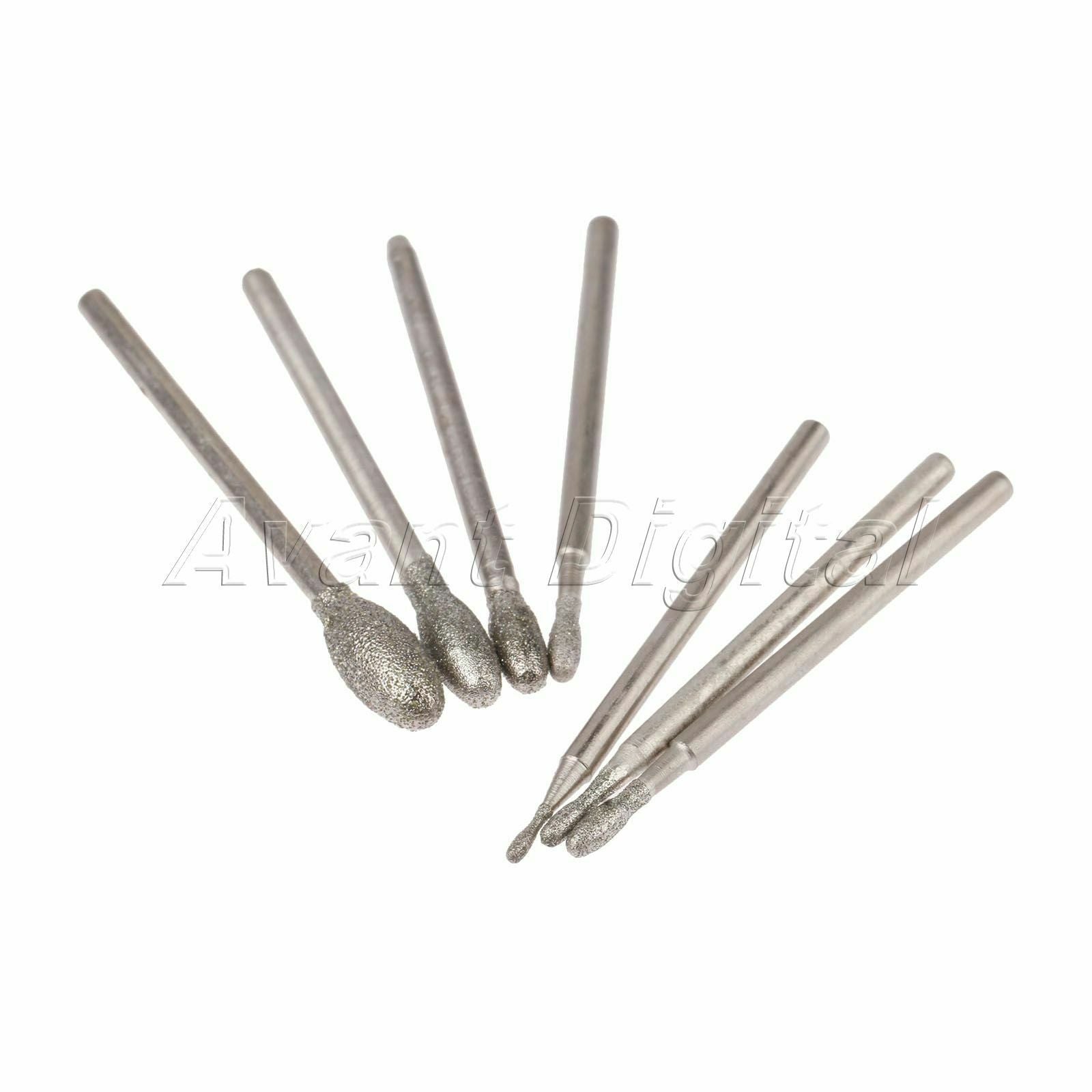Oval Precision Diamond Grinding Head Abrasive Carving Ceramic Jade 2.35mm Shank