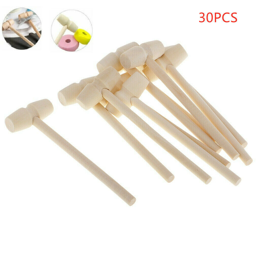 30 Pcs Wooden Mallet Hammer DIY Unfinished Hammer Watch Repair Tool